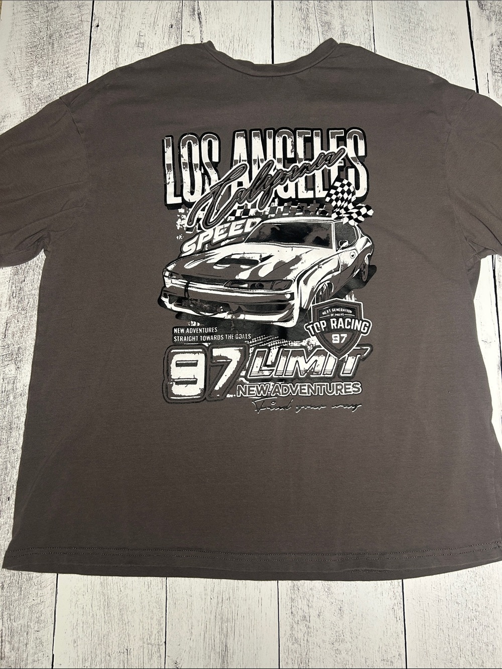 SHEIN Gray Los Angeles Race Car Graphic Tee